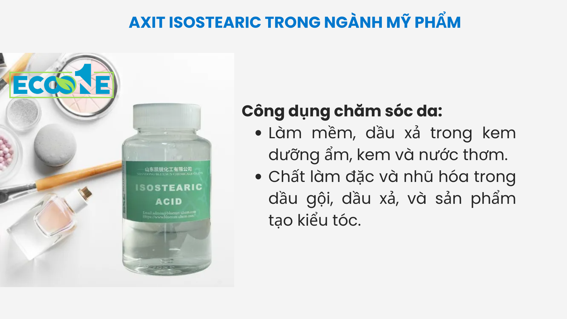 Công dụng chăm sóc da của Axit isostearic